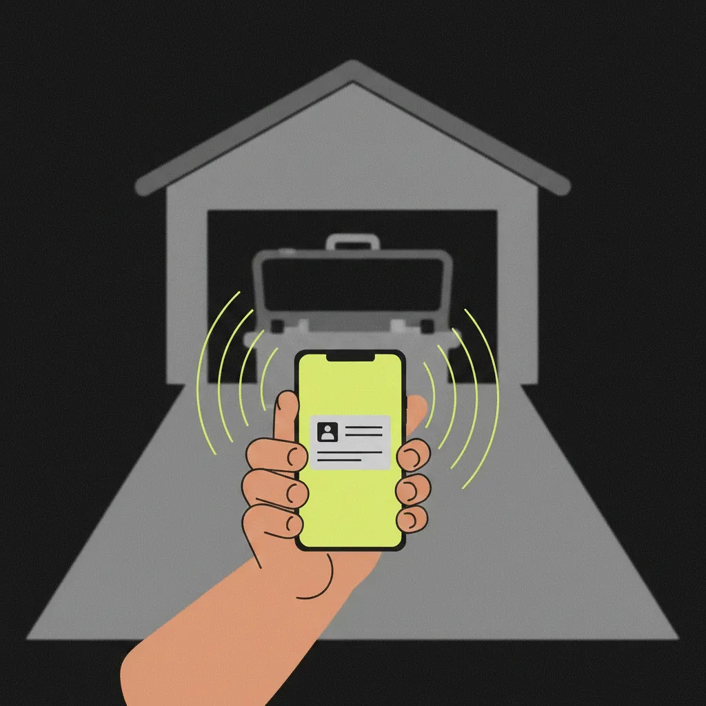 Mechanic's phone shows the booked detail job and driveway address.